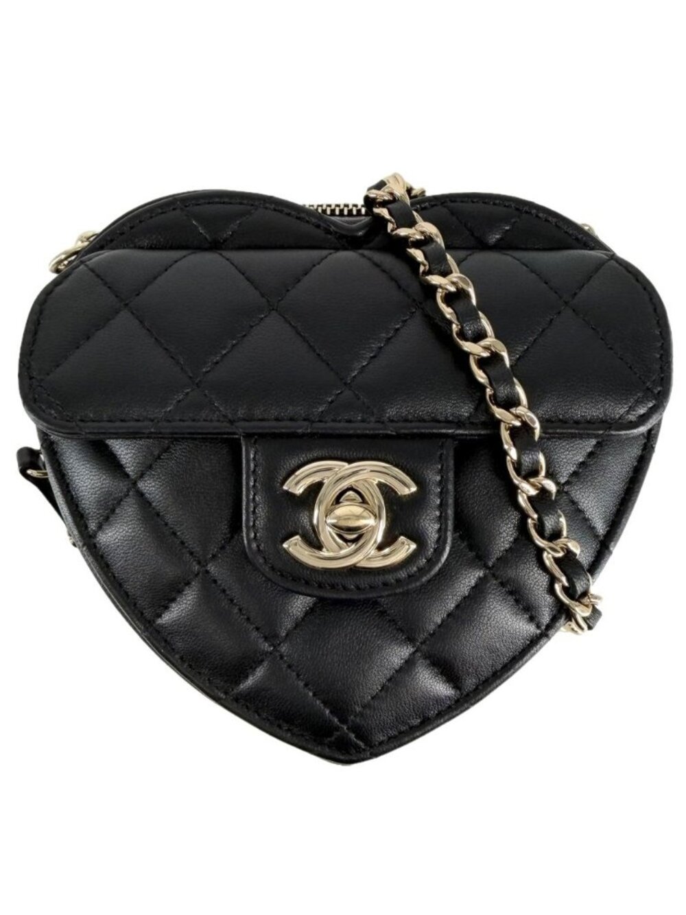 Chanel Shoulder Bag Crossbody Mini Chain Bag Quilted Pochette Heart CC Logo